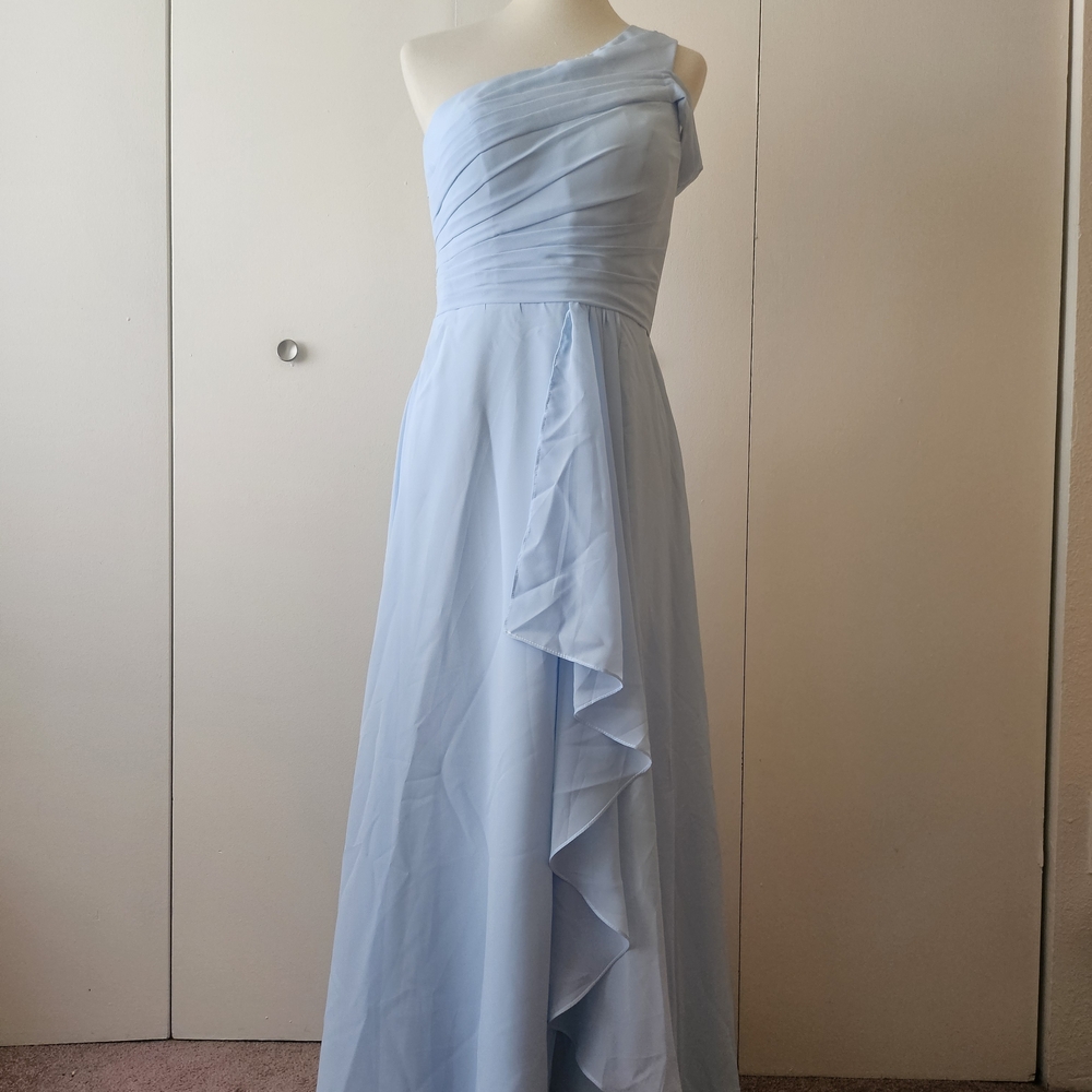 Elegant One-Shoulder Light Blue Evening Dress